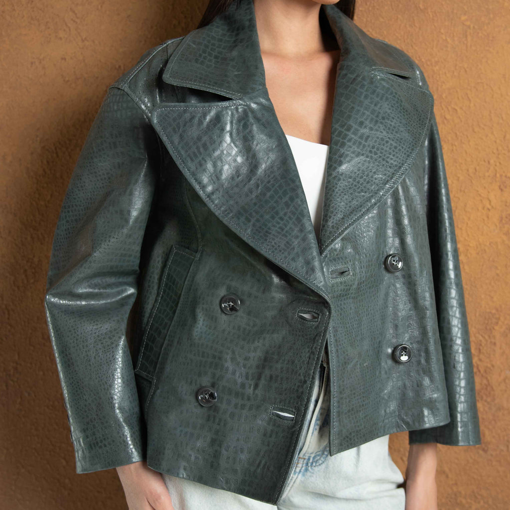 Olive Crocodile Blazer