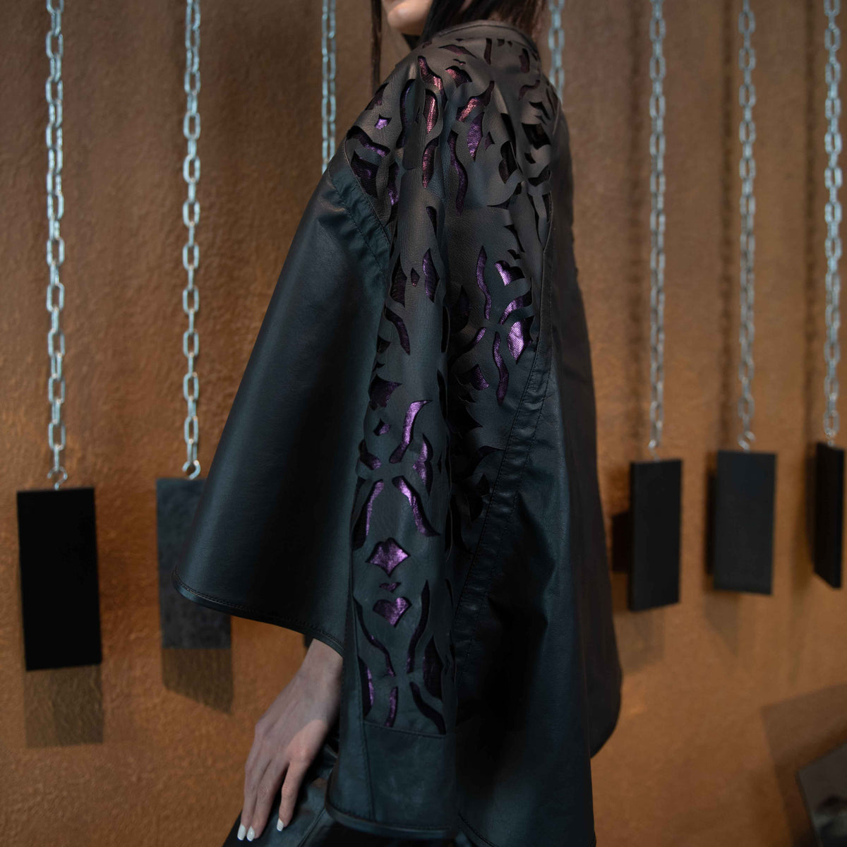 Shall With Raspberry Colours Black & purple laser cutting Shall – Leopelle